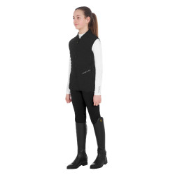 Veste sans manches fille cintrée en tissu technique Equestro Noir Veste sans manches fille cintrée en tissu technique Equestro Noir