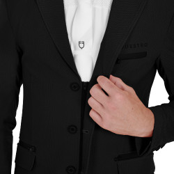 Veste de concours perforée homme 3 boutons Equestro Noir Veste de concours perforée homme 3 boutons Equestro Noir