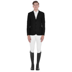 Veste de concours perforée homme 3 boutons Equestro Noir Veste de concours perforée homme 3 boutons Equestro Noir