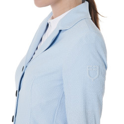 Veste de concours perforée femme 4 boutons Equestro Bleu ciel Veste de concours perforée femme 4 boutons Equestro Bleu ciel