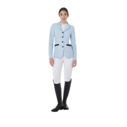 Veste de concours perforée femme 4 boutons Equestro Bleu ciel Veste de concours perforée femme 4 boutons Equestro Bleu ciel