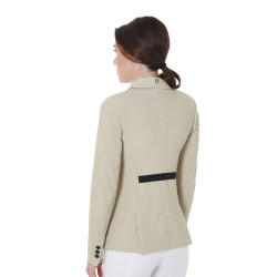 Veste de concours perforée femme 4 boutons Equestro Oxford tan Rose Veste de concours perforée femme 4 boutons Equestro Oxford tan Rose