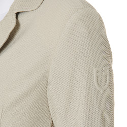 Veste de concours perforée femme 4 boutons Equestro Oxford tan Rose Veste de concours perforée femme 4 boutons Equestro Oxford tan Rose
