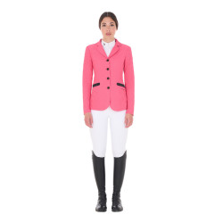 Veste de concours perforée femme 4 boutons Equestro Chèvrefeuille Rose Veste de concours perforée femme 4 boutons Equestro Chèvrefeuille Rose