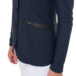 Veste de concours perforée femme 4 boutons Equestro Marine blazer Bleu marine