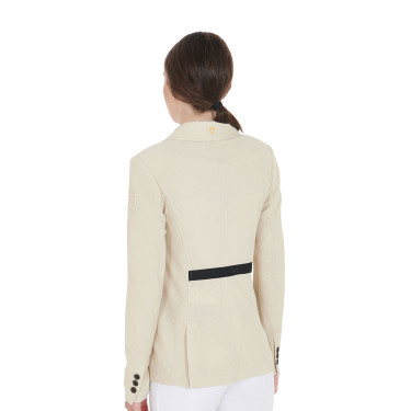Veste de concours perforée femme 4 boutons Equestro Beige
