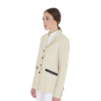 Veste de concours perforée femme 4 boutons Equestro Beige