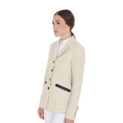 Veste de concours perforée femme 4 boutons Equestro Beige