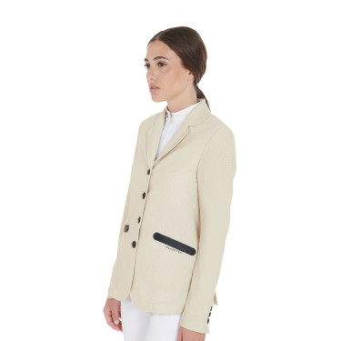 Veste de concours perforée femme 4 boutons Equestro Beige