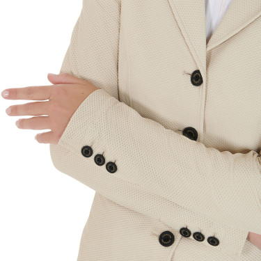 Veste de concours perforée femme 4 boutons Equestro Beige