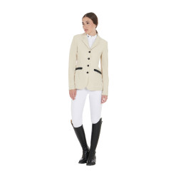 Veste de concours perforée femme 4 boutons Equestro Beige