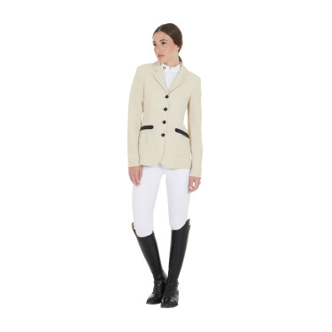 Veste de concours perforée femme 4 boutons Equestro Beige