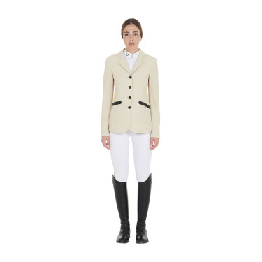 Veste de concours perforée femme 4 boutons Equestro Beige