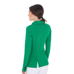 Veste de concours perforée femme 3 boutons Equestro Vert outremer Veste de concours perforée femme 3 boutons Equestro Vert outremer