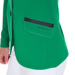 Veste de concours perforée femme 3 boutons Equestro Vert outremer Veste de concours perforée femme 3 boutons Equestro Vert outremer