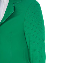 Veste de concours perforée femme 3 boutons Equestro Vert outremer Veste de concours perforée femme 3 boutons Equestro Vert outremer