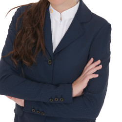 Veste de concours perforée femme 3 boutons Equestro Marine Bleu marine Veste de concours perforée femme 3 boutons Equestro Marine Bleu marine