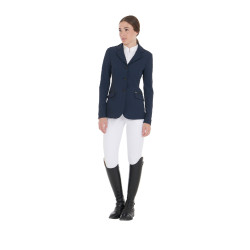 Veste de concours perforée femme 3 boutons Equestro Marine Bleu marine Veste de concours perforée femme 3 boutons Equestro Marine Bleu marine