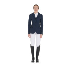Veste de concours perforée femme 3 boutons Equestro Marine Bleu marine Veste de concours perforée femme 3 boutons Equestro Marine Bleu marine