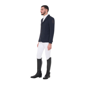 Veste de concours homme avec logo brodé contrasté Equestro Marine blazer Bleu marine