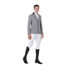 Veste de concours homme 3 boutons Elegance Equestro Gris givre