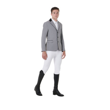 Veste de concours homme 3 boutons Elegance Equestro Gris givre