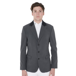 Veste de concours homme 3 boutons Elegance Equestro Asphalte / noir