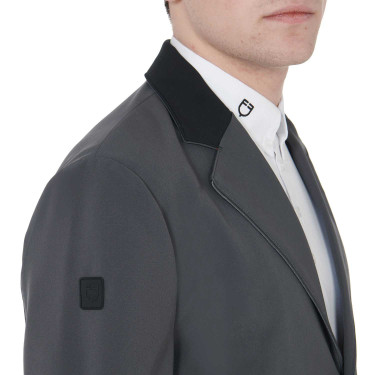 Veste de concours homme 3 boutons Elegance Equestro Asphalte / noir
