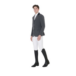 Veste de concours homme 3 boutons Elegance Equestro Asphalte / noir