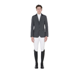 Veste de concours homme 3 boutons Elegance Equestro Asphalte / noir