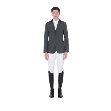 Veste de concours homme 3 boutons Elegance Equestro Asphalte / noir