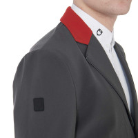 Veste de concours homme 3 boutons Elegance Equestro Gris / bordeaux Veste de concours homme 3 boutons Elegance Equestro Gris / bordeaux