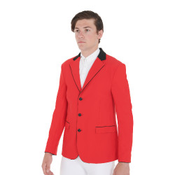 Veste de concours homme 3 boutons Elegance Equestro Rouge / noir