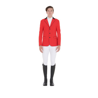 Veste de concours homme 3 boutons Elegance Equestro Rouge / noir