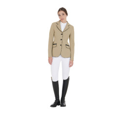 Veste de concours femme en tissu technique stretch Equestro Beige