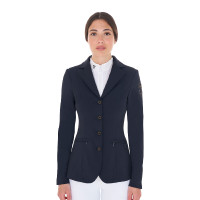 Veste de concours femme avec logo brodé contrasté Equestro Marine blazer Bleu marine Veste de concours femme avec logo brodé contrasté Equestro Marine blazer Bleu marine