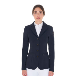 Veste de concours femme avec logo brodé contrasté Equestro Marine blazer Bleu marine