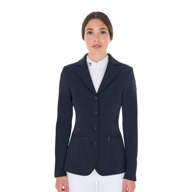 Veste de concours femme avec logo brodé contrasté Equestro Marine blazer Bleu marine Veste de concours femme avec logo brodé contrasté Equestro Marine blazer Bleu marine