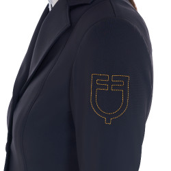 Veste de concours femme avec logo brodé contrasté Equestro Marine blazer Bleu marine Veste de concours femme avec logo brodé contrasté Equestro Marine blazer Bleu marine