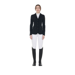 Veste de concours femme avec logo brodé contrasté Equestro Noir Veste de concours femme avec logo brodé contrasté Equestro Noir