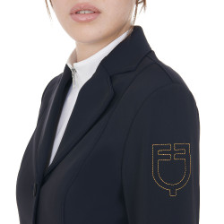 Veste de concours femme avec logo brodé contrasté Equestro Marine Bleu marine