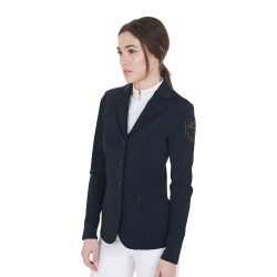Veste de concours femme avec logo brodé contrasté Equestro Marine Bleu marine