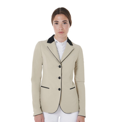 Veste de concours à 3 boutons femme Elegance Equestro Oxford tan