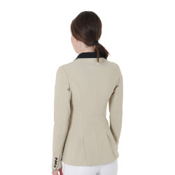 Veste de concours à 3 boutons femme Elegance Equestro Oxford tan Rose