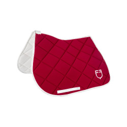 Tapis de selle obstacle en tissu technique avec logo GP Equestro Vin / blanc Rouge Tapis de selle obstacle en tissu technique avec logo GP Equestro Vin / blanc Rouge