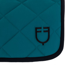 Tapis de selle obstacle en tissu technique avec logo brodé Black Line Edition Equestro Pétrol Bleu