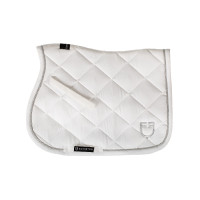 Tapis de selle obstacle en coton avec galons et logo Diamond Equestro Blanc