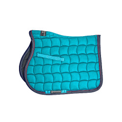Tapis de selle obstacle avec galons contrastés Red Trim Equestro Turquoise / rouge / marine