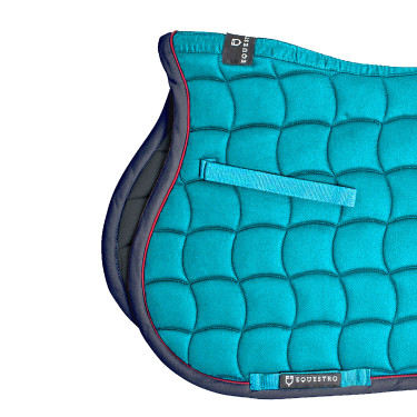 Tapis de selle obstacle avec galons contrastés Red Trim Equestro Turquoise / rouge / marine Tapis de selle obstacle avec galons contrastés Red Trim Equestro Turquoise / rouge / marine