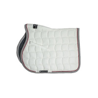 Tapis de selle obstacle avec galons contrastés Red Trim Equestro Blanc / rouge / gris Tapis de selle obstacle avec galons contrastés Red Trim Equestro Blanc / rouge / gris